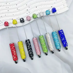 8pcs Touchscreen Full Diamond Bead Pens, Plug-And-Drape Design Fully Diamante Ballpoint Pen Set, Gift Pen, High Aesthetic Ab Diamond Beads, Beaded Pens