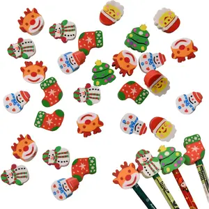 42 count Christmas Eraser Toppers for  Boys Girls, Mini Christmas Eraser Tops Bulk for Stockings Stuffers