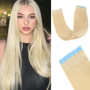 New Fashion 20pcs Seamless Tape-In Hair Extensions for Women | # 613 Blonde Straight Remy Human Hair |   16-26 Inches, 30g Each |   Natural Look for All Ethnicities |   Party-Ready & Versatile Styling