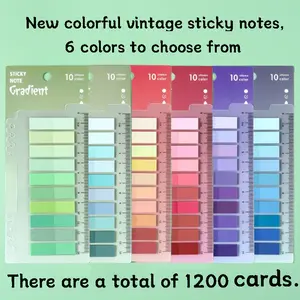 New Gradient Colorful Pet Loose-Leaf Sticky Notes Set, Sticky Labels, 6 Packs 1200 Sheets, 60 Colors, Ideal for Marking, Decorating, Indexing, Practical & Stylish