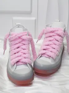 Cute Fluffy Shoelaces, Footwear Lace, Fashionable Wide Shoelaces for Women's Sneakers, Casual Shoes Accessories for Daily Wear