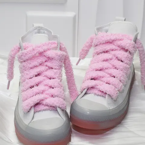 Cute Fluffy Shoelaces, Footwear Lace, Fashionable Wide Shoelaces for Women's Sneakers, Casual Shoes Accessories for Daily Wear, Shoe Strings for Sneakers