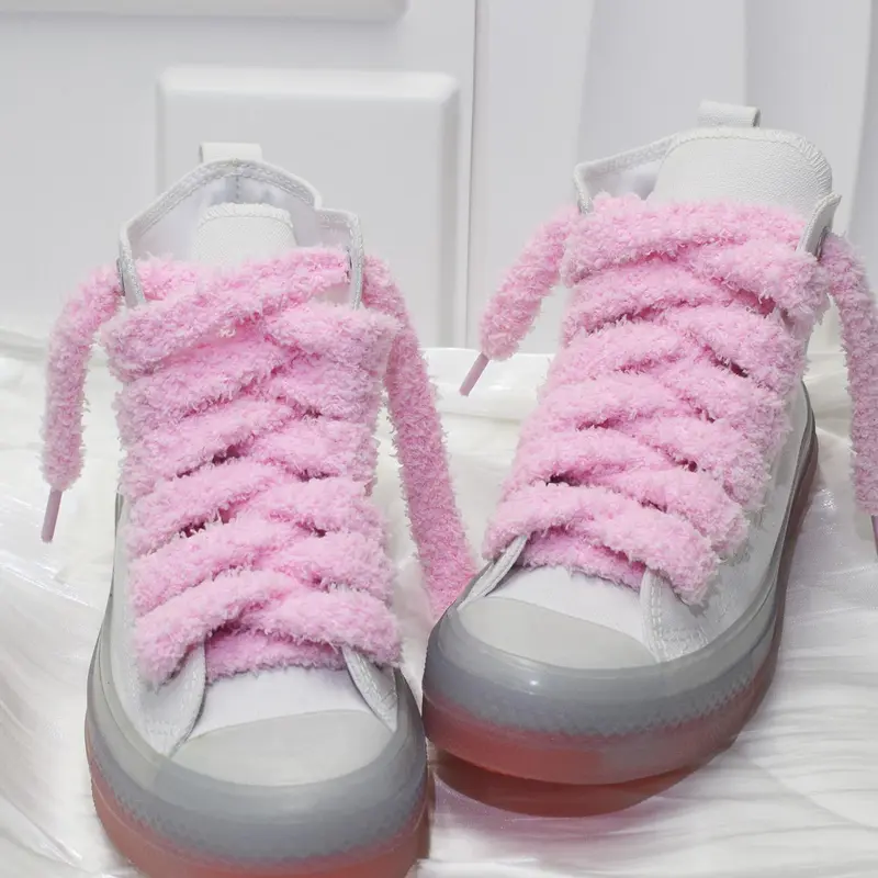 Cute Fluffy Shoelaces, Footwear Lace, Fashionable Wide Shoelaces for Women's Sneakers, Casual Shoes Accessories for Daily Wear, Shoe Strings for Sneakers