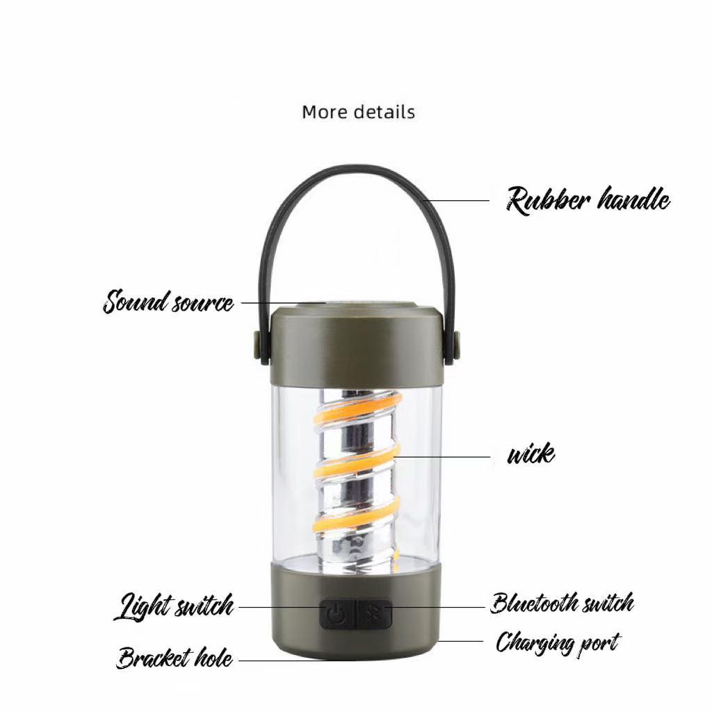 Rechargeable LED Hanging Camping Lantern, Ultra Bright Waterproof Camping Light Strip with Bluetooth Speaker, Portable Emergency Flashlight, Solar Powered Dimmable Outdoor Lamp for Hiking, Camping, Backpacking,  Outdoor Emergency Use