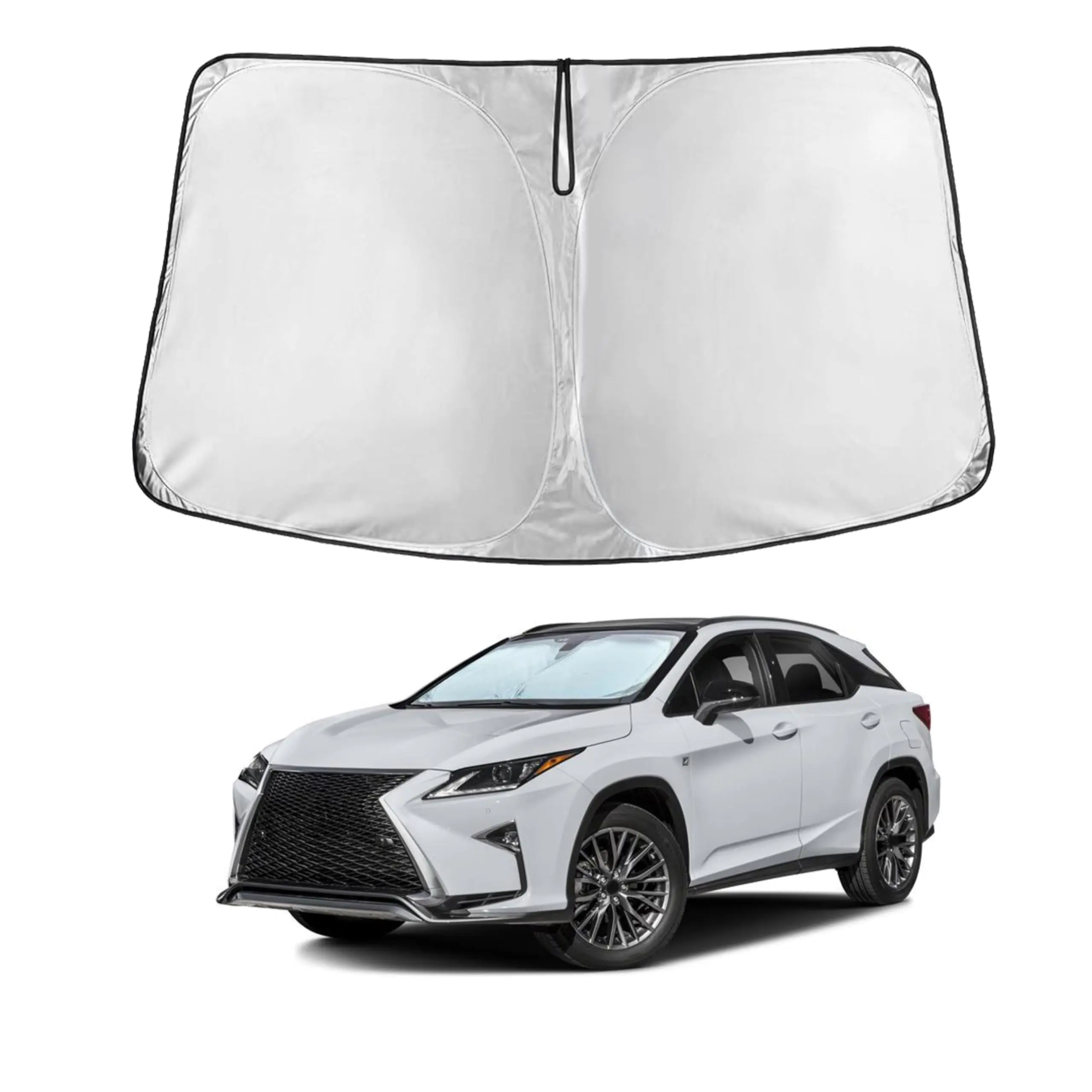 EcoNour Custom Fit Windshield Sunshade for 2023-2025 RX Model, 240T Polyester Foldable Visor-Mounted Front Window Cover, UV Protection Heat Shield