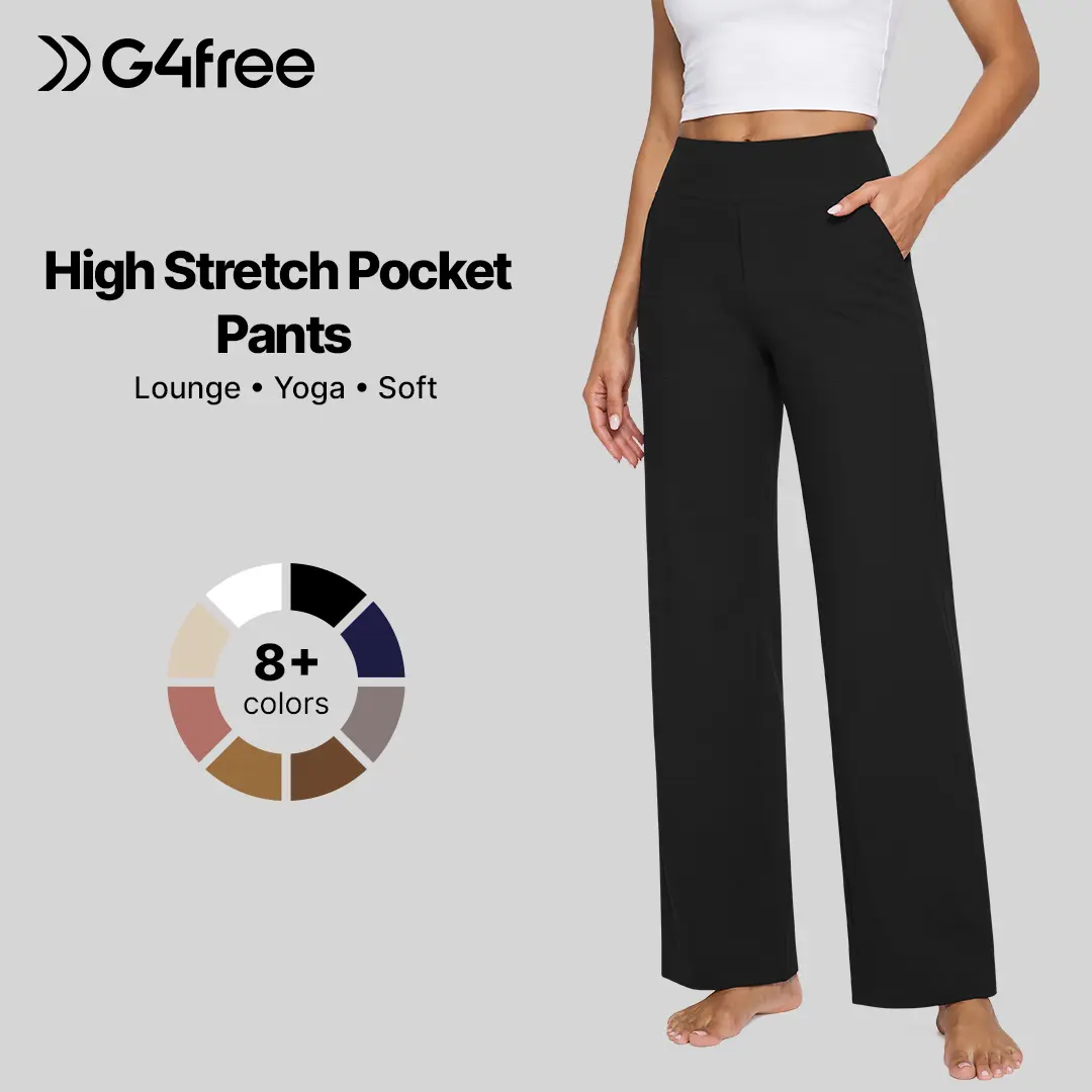 G4Free Women's High-Waist Wide-Leg Yoga Pants - Soft Stretch Baggy Sweatpants with Pockets, Women's Clothes for Gym, Athleisure, Work Pants, Chic Daily Outfit EverGoing 2026,#sohochic