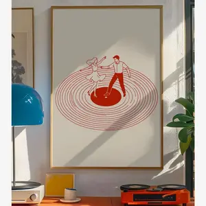 Couple Dancing Wall Art, Vinyl Record Player Print, Music Inspired Home Bar Decor R