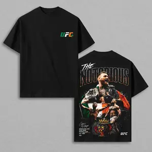 Men's UFC 329 Black Conor McGregor T-Shirt, The Notorious UFC Graphic Tee, UFC MMA Shirt, Gift for Fighters, Sports Apparel