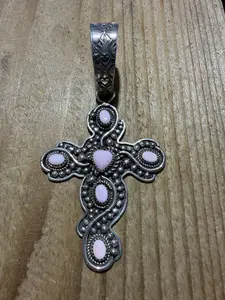 Christina Yazzie Pink Conch Sterling Cross