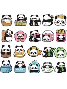 20 Piece Panda Shoe Charms For Bubble Slides Clogs Sandals,PVC Shoe Decorations Accessories Buckle For Christmas Birthday Gifts