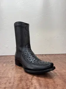 NARROW TOE - OSTRICH - BLACK - CUADRA BOOTS