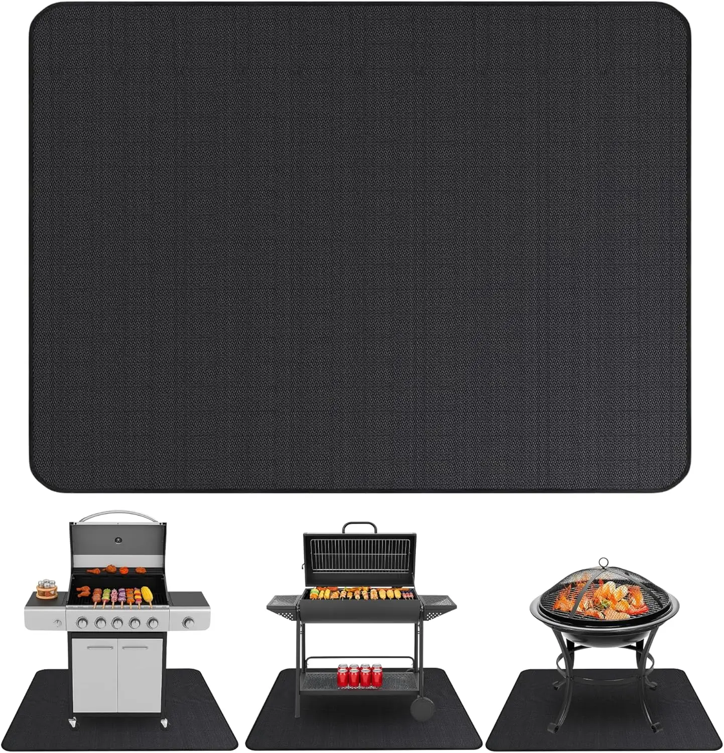Under Grill Mats for Outdoor Grill (48 x 30 inch) Double-Sided Fireproof Mat for Under Fire Pit Mat the Perfect Grill Matt for Outdoor Grill Deck Protector and BBQ Matt for Under Grill Mat for Deck