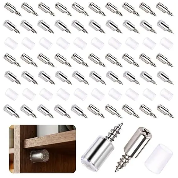 20 Pcs Cabinet Shelf Support Pegs, Self-Tapping Screws & Non-Slip Sleeves | Sturdy Laminate Fixed Support Pins, Perfect for Cabinets, Bookcases, Wardrobes and Furniture Shelves