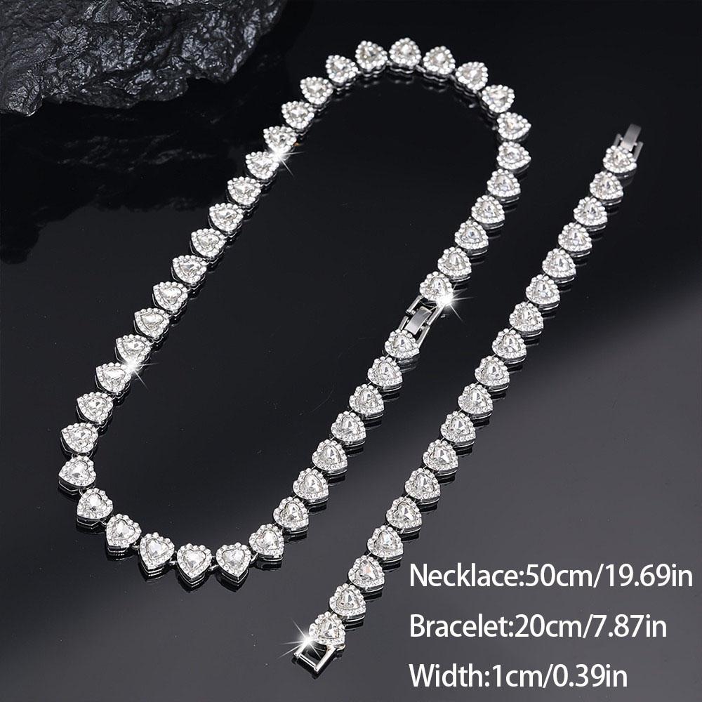 2pcs Set Heart Shaped Cuban Chain Necklace Set for &,Hip Hop Style Choker Set,Luxurious Jewelry Set for Valentine's Day Gifts, Birthday,Everyday & Party Wear, for Teenager 2pcs Set Heart Shaped Cuban Chain Necklace Set for &,Hip Hop Style Choker Set,Luxurious Jewelry Set for Valentine's Day Gifts, Birthday,Everyday & Party Wear, for Teenager