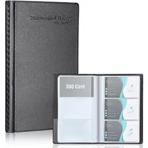 Professional Business Card Book Holder Organizer, 300 Card Capacity Card Binder PU Leather Name Card Credit Cards Booklet