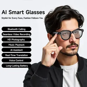 Smart Glasses with 2MP Anti-Shake Camera for Video Recording & Photo Taking, Hands-Free Bluetooth Calling, Translation, Object Recognition, Assistant Conversation, Wireless Portable for Outdoor & Indoor Use