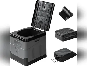 Portable Folding Toilet with 12 Compostable Bags