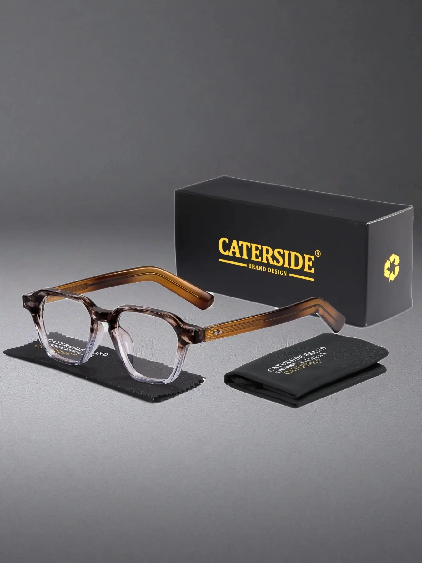 Caterside Classic Square Frame Glasses, Anti-Blue Light, PC Material, Casual Style, All Seasons, Available with Prescription Options