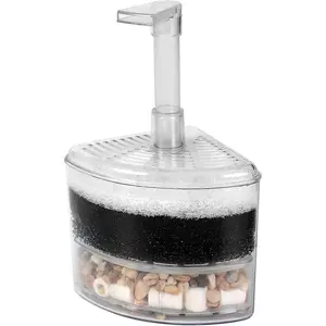 Aquarium Air Driven Corner Sponge Filter, for Fry Shrimp Nano Fish , with Multi Kinds of Filter Media (Small)