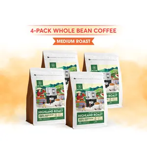 Highland Roast – 100% Arabica Whole Bean Coffee (2.2 lb/4 Pack)