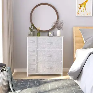 DWVO Dresser for Bedroom, 7 Drawers Fabric Dresser, Organizer Unit for Living Room, Hallway, Closets - Sturdy Steel Frame, Wooden Top & Easy Pull Fabric Bins