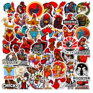 50 rooster cuso graffiti stickers, personalized cartoon animal big rooster cartoon stickers DI