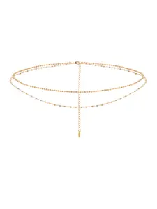 Ettika Pearl Strand Gold Body Chain | 18k Gold Tone Plated Brass & Steel | Acrylic Pearl Detailing | Adjustable 29-30" + 5" Extender | Elegant Body Jewelry for Women