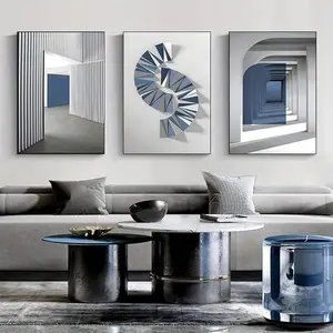 3pcs Set Living Room Wood Frame Canvas Print Pattern Abstract Art Blue White Blank Navy Blue Wall Decor Set for Home Living Room Bedroom Dining Room Decor Canvas Print Decor Replacement Ideal Gift，Easy to Hang Artistic Photo Decoration America