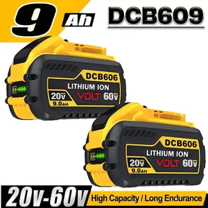 High-Quality Dual-Voltage 20-60Volt 9000mAh Replacement Battery for DeWalt (2 Pack), Compatible with DCB606 DCB609 DCB612, 20V/60V MAX 9.0Ah DeWalt Power Tools & Chargers, Features Dual-Voltage Technology