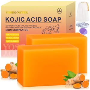 Kojic Acid Soap 4 Packs 14oz,Turmeric Soap, Dark Spot Remover for face and body with Vitamin C, Retinol, Collagen, Original Japanese Complex - Vitamin E, Shea Butter, Castile Olive Oil