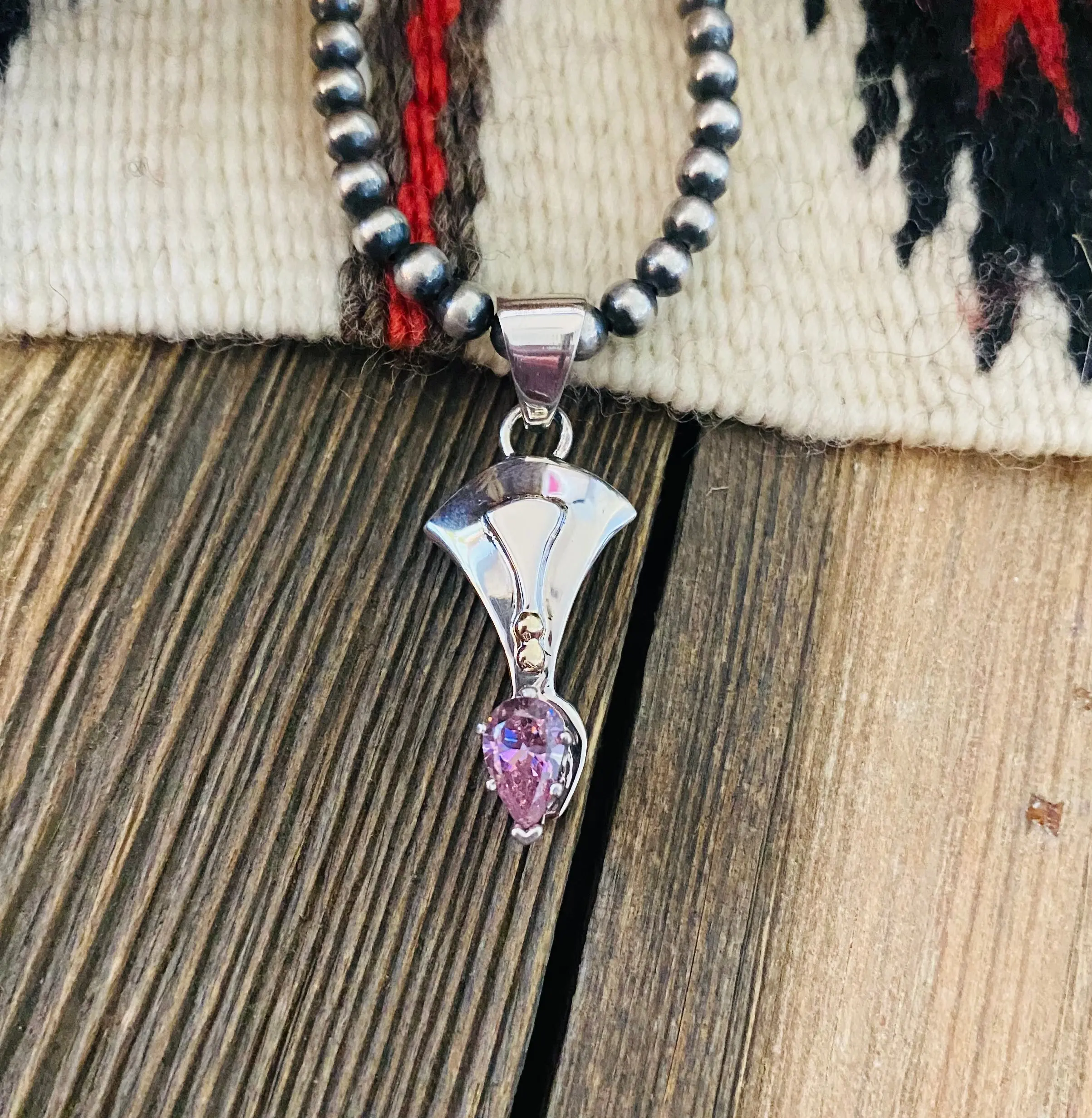 Handcrafted Pink Fluorite & Sterling Silver Pendant