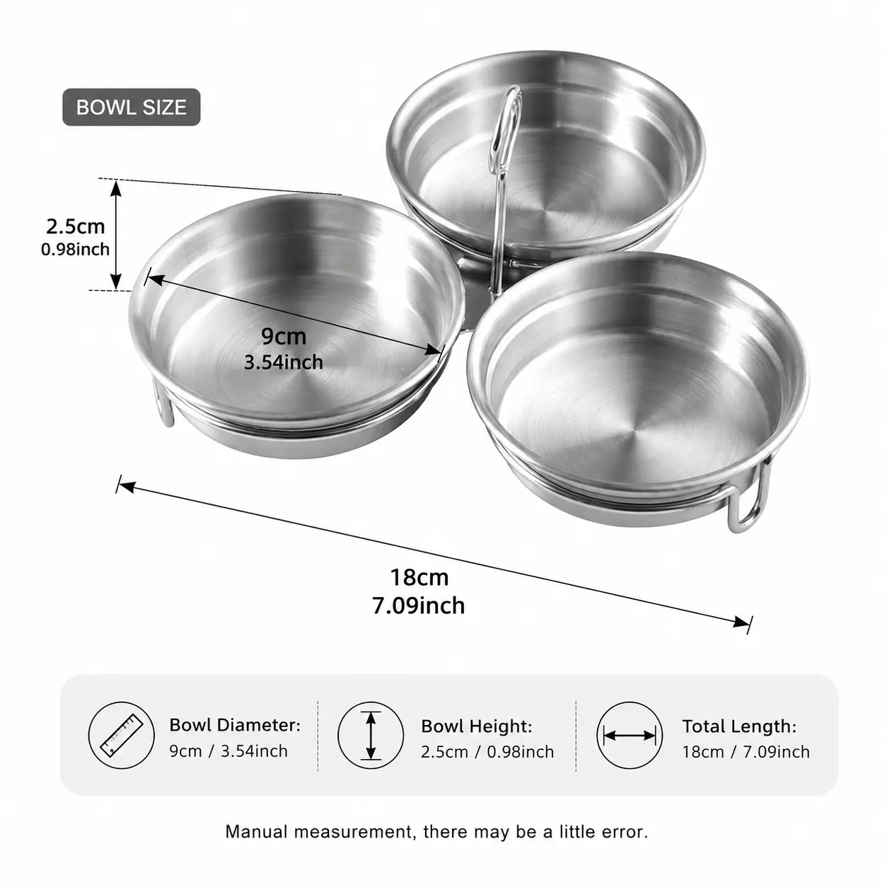 1 Count Stainless Steel Egg Poacher, 3 Cavity Steaming Egg Mold with Handle for Home Kitchen Steamed Egg and Dessert Making