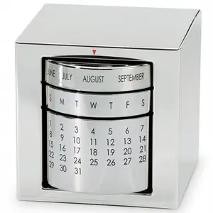 212 MAIN Perpetual Calendar Cube - Calendars Planners, Rotatable Gear Ring, Polished Metal, Wheel Display, Desk Weekly Planner, Desk Calendar