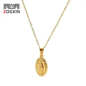 Stainless Steel Necklace of Virgin Mary for Women 18K Titanium Steel European and American Retro Pendant Jewelry