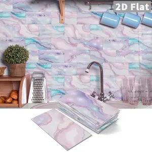 Classic Marble Tile Wall Stickers, 16/32pcs Self-Adhesive PVC Waterproof Tiles, Easy Peel & Stick Design, Durable Home Decor Solution, Kitchen Bathroom Decoration