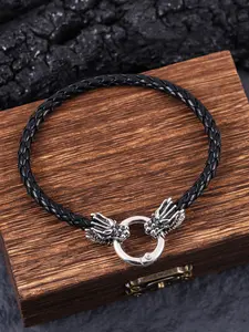 Vintage Dragon Head Clasp Bracelet, Punk Braided Leather Rope Dual Version Wristband, Stainless Steel Bracelet, Daily Wear, Couple Jewelry, Matching Bracelet, Fashion Accessory