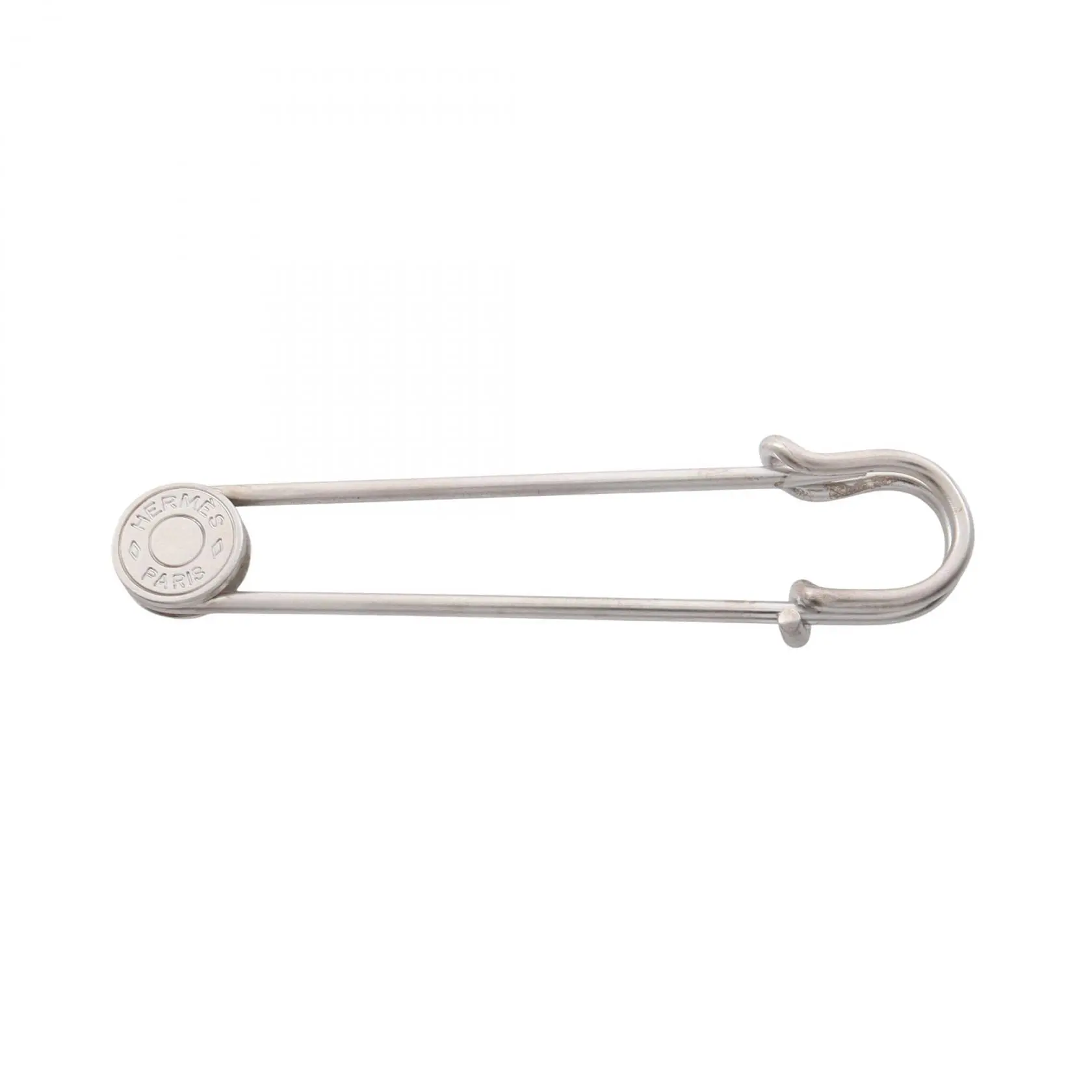 Pre-owned HERMÈS Stainless Small Leather Goods Hermes Sellier Safety Pin Steel Brooch