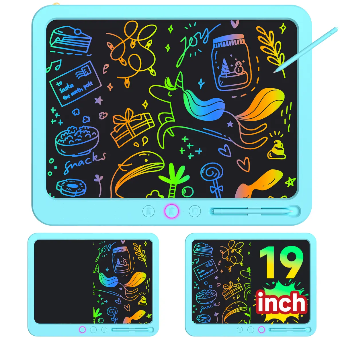 19-In Digital Writing Tablet for Kids, Blue Portable LCD Writing Pad with Screen Lock & Charging Cable, Educational Creativity Tool, Christmas Gift (Toys & Hobbies Classic Novelty Stress Relief Toy)