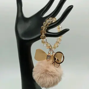Tan/Peach Bracelet Puff Keychain