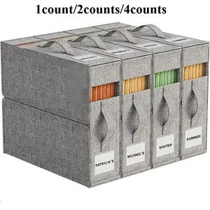 Bed Sheet Storage Box, Bedding Organizer Storage, 4 Counts Foldable Bed Sheet Storage Box with Handle, Home Organizer for Bedroom, Bedroom Accessories