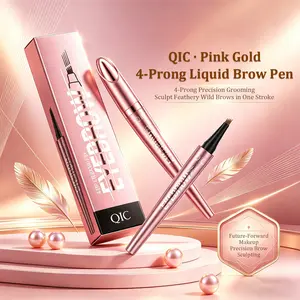 QIC Waterproof 4-Forked Eyebrow Pen Long Lasting All Day Natural Wild Brow Microblading Effect Beginner Friendly Summer Makeup Must Have
