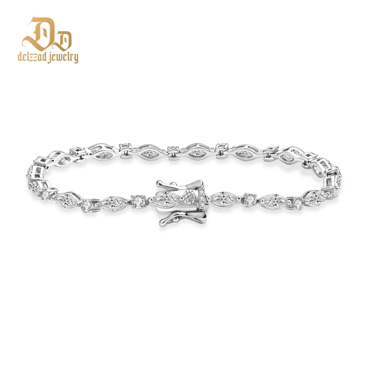 Delzzad Marquise Moonlight Bracelet Tennis Bracelet Synthetic Moissanite Bracelet Jewelry Copper Chain Perfect Birthday Engagement Wedding Anniversary Christmas Gifts