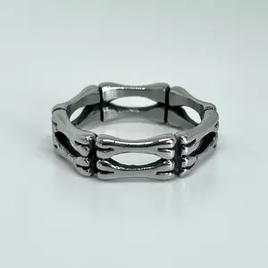 Stainless Steel Bone Link Ring – Gothic Skeleton Band