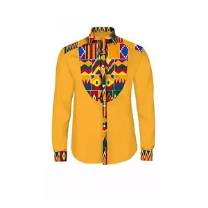Yellow Ankara Shirt, African Men Clothing, African Men's Wear, Ankara Shirt...