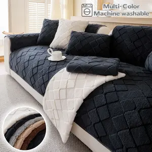 Pet-Friendly Quilted Plush Sofa Cover 1PC, Thick Soft Couch Cover with Anti-Slip Backing, Machine Washable Anti-Scratch Sofa Protector for Dogs & Cats, Cozy Decorative Furniture Mat for Sectional, Loveseat, 2/3 Seater Living Room Couch, Couch Slipcover