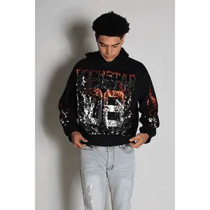 Veyene Black Rhinestone Oversized Hoodie