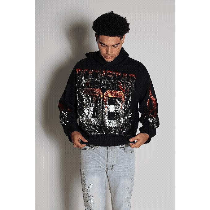 Veyene Black Rhinestone Oversized Hoodie