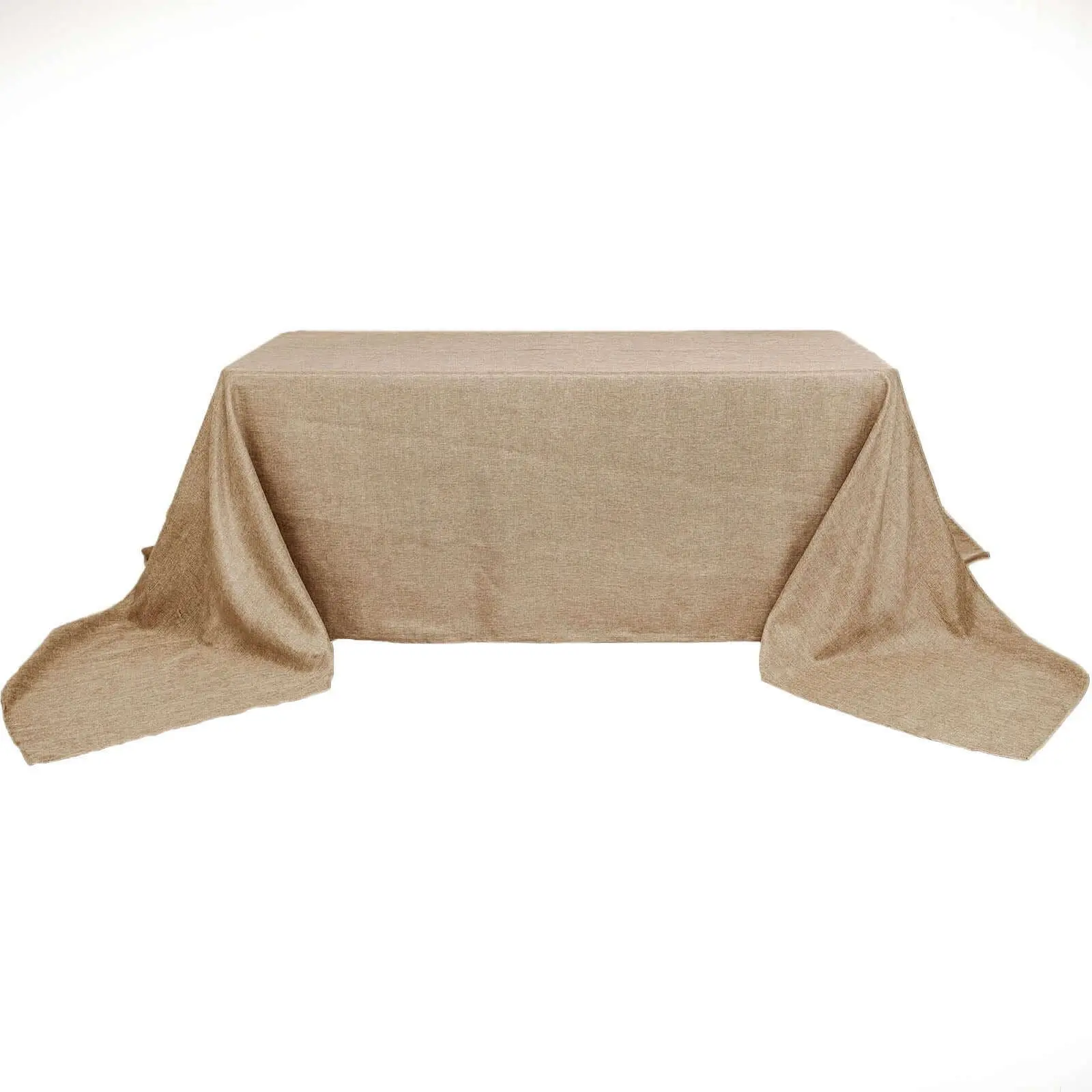 Natural Faux Burlap Jute Rectangle Tablecloth - Large Size (90"x156") Seamless Finish Rustic Kitchen Linen, Machine Washable All Seasons for Home, Wedding, Party