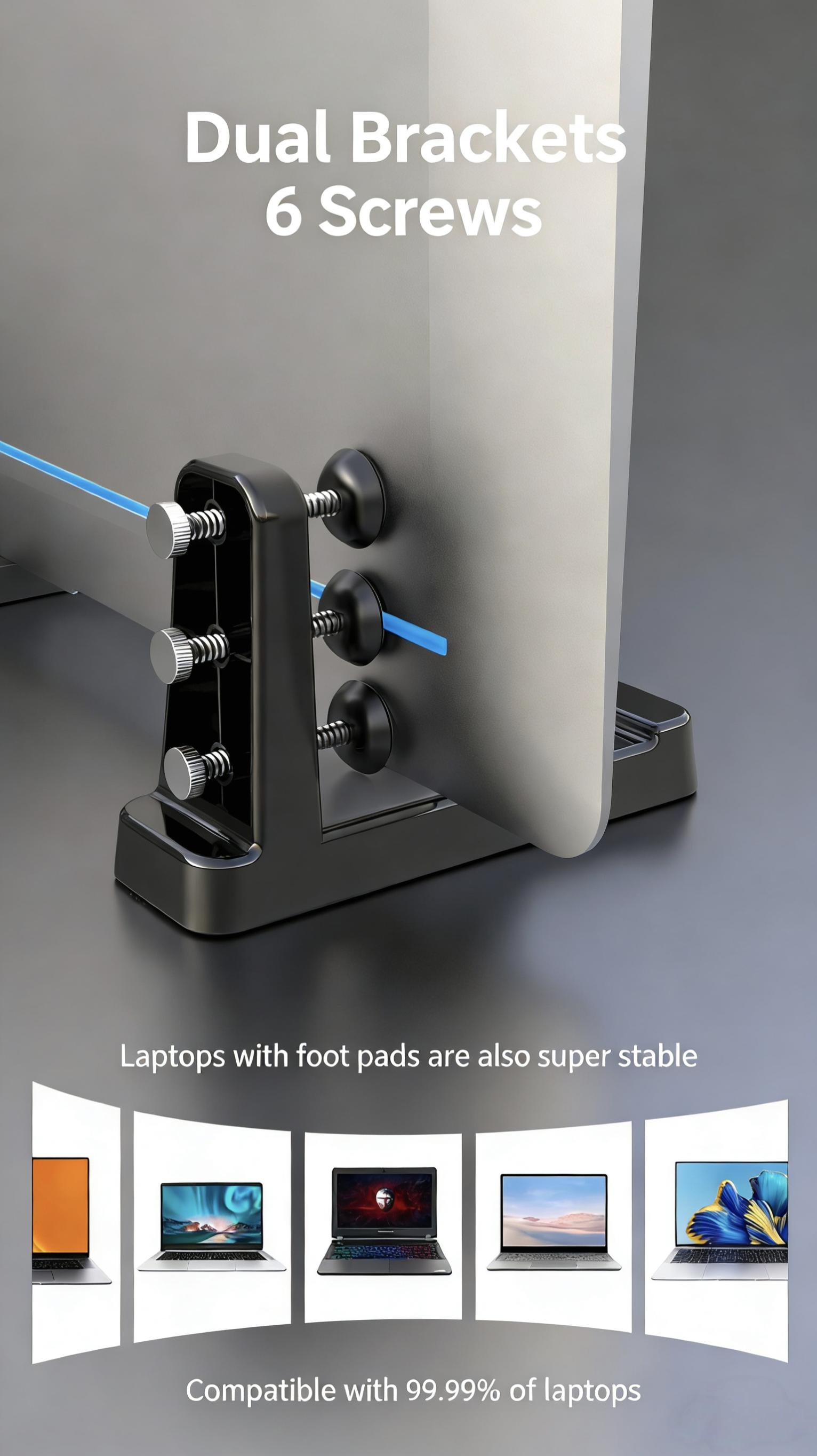 Vertical Laptop Stand Updated Version with Heat Dissipation for Gaming & Office Use Compatible with Laptops Tablets  Plastic Alloy Material Sturdy Durable