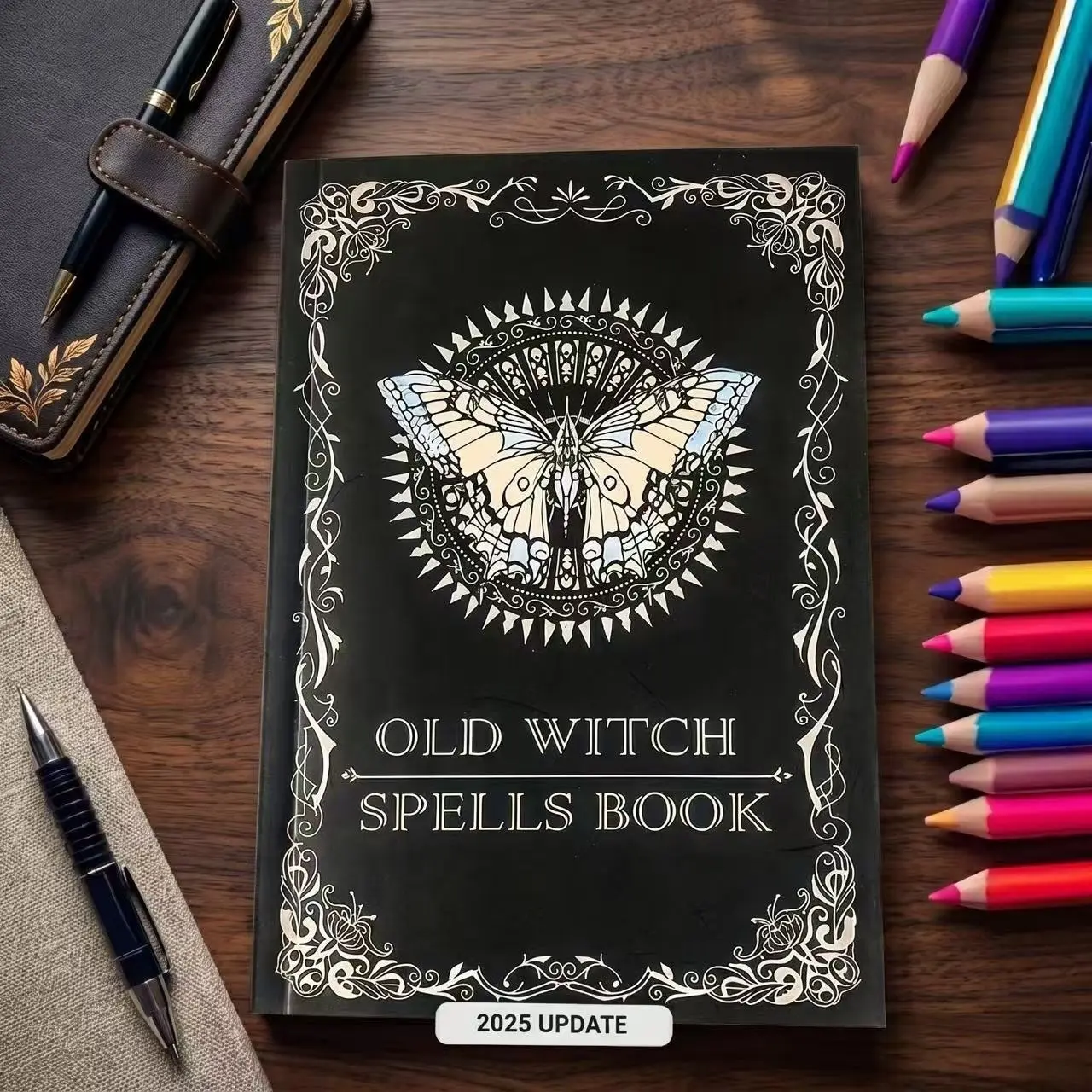 Old Witch Spells Book, Intricate Cover Art Book with Quality Illustrations and Butterfly Design, Mystical Spells Book for Witches and Enthusiasts, Witchcraft Book, Magical Concepts, Enchantment, Paperback